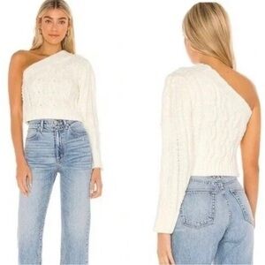 For Love & Lemons Quinn one shoulder crop sweater